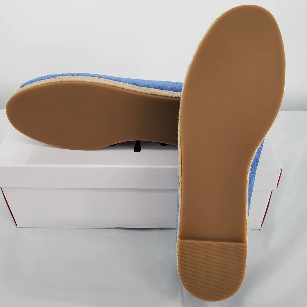 Isaac Mizrahi Live Womens 8M Espadrille‎ Flat Coastal Blue Suede New In Box